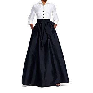 ADRIANNA PAPELL BLACK & IVORY BLOUSE TAFFETA BALL GOWN